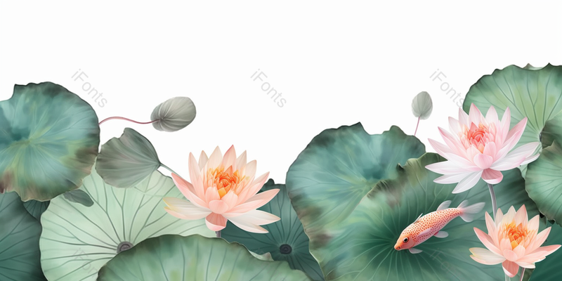夏天荷花在池塘里绽放锦鲤在游泳插画背景,插画/手绘图,插画/手绘图库,插画/手绘图下载,插画/手绘